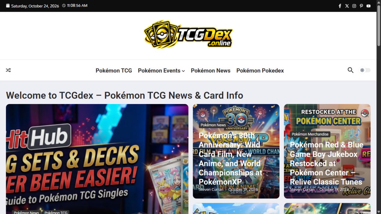 TCGDex Pokémon news and card information homepage